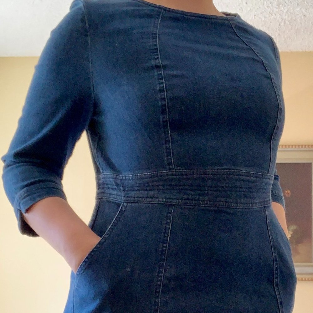 Boden Coraline Dress Medium Blue Denim 10 Long